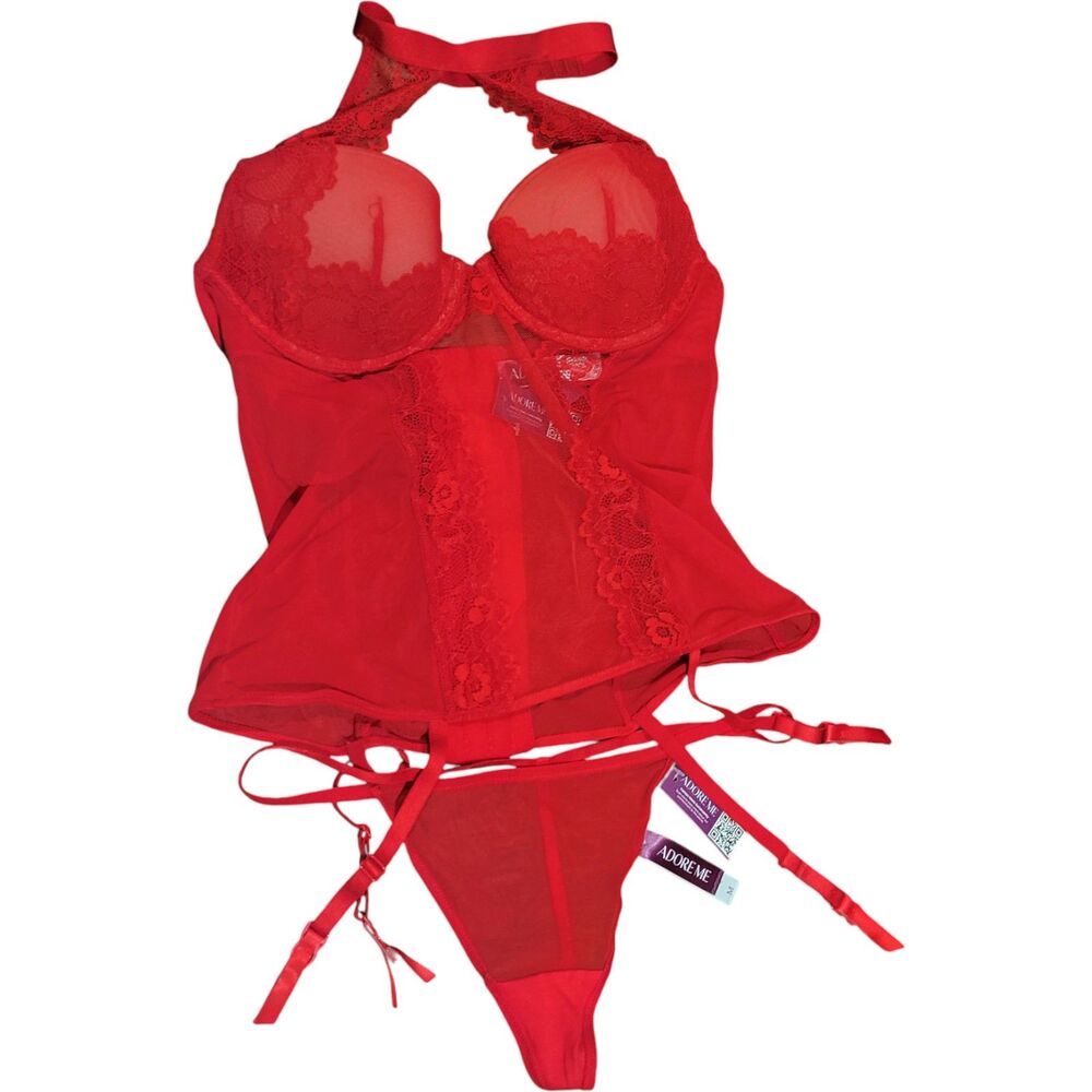 NWTs Adore Me Shelly Push Up Red Scarlet Bustier 34B